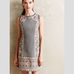 Anthropologie Maeve embroidered dress grey US 0